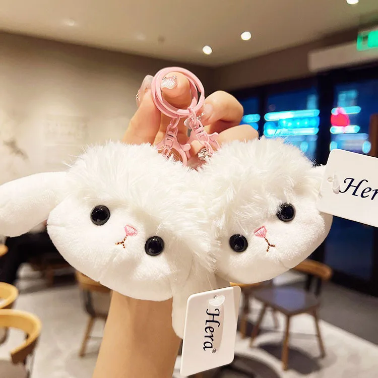 Cute 3D Three-dimensional Sheep Head Plush Doll Keychain Pendant Creative Cartoon Small Lamb Plush Backpack Pendant Kids Gifts