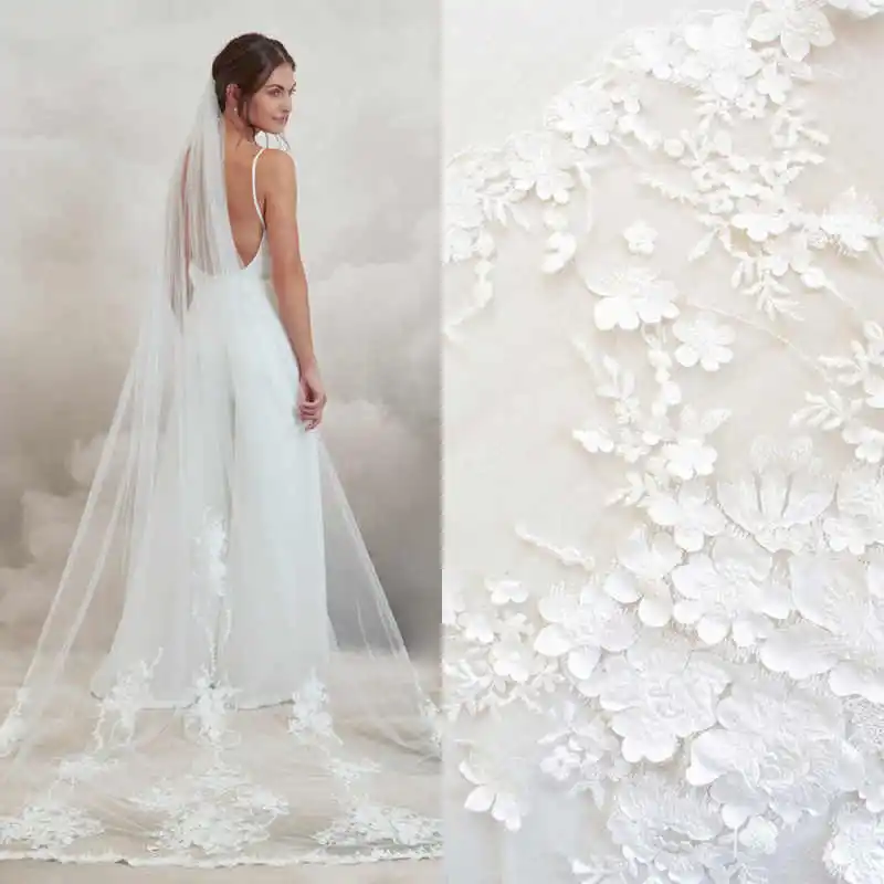 

Customized Mariage Bridal Veils With Comb Lace Appliques Edge Chapel Length Wedding Veils Bridal Veils Wedding Accessories