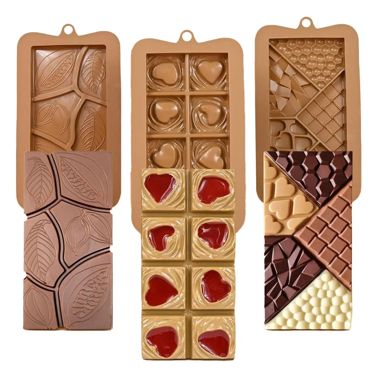 Food Grade Silicone Chocolate Bar Molds, Break-Apart Candy Making Kits for Holiday Treats and Party Favors drop shipping