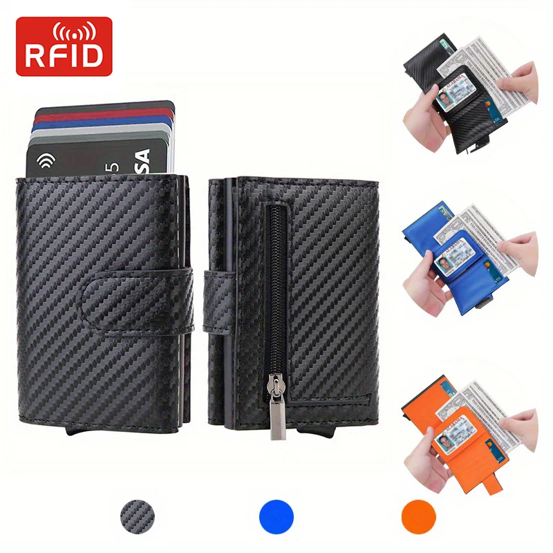 

Business Wallets Smart Purses Automatic Pop Up Bank Credit Card Holders Rfid Wallet Male Coins Pocket Mini Purses for Women Men
