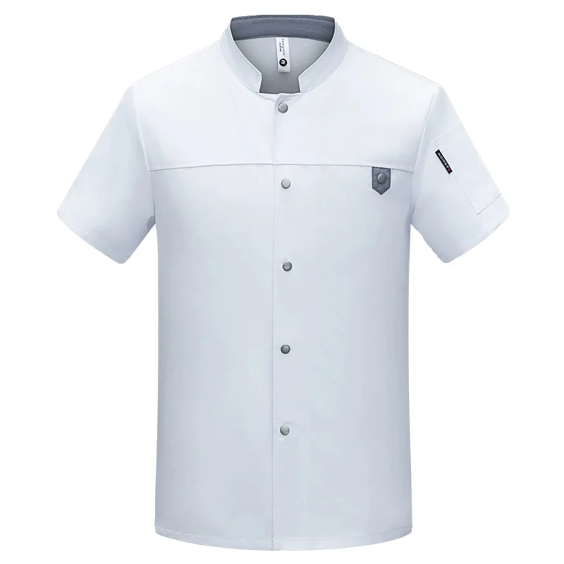 Uniforme de Chef d'été à manches courtes, uniforme de personnel de Service de boulanger de pâtisserie, vêtements de travail de cuisine de Restaurant et de cantine pour hommes