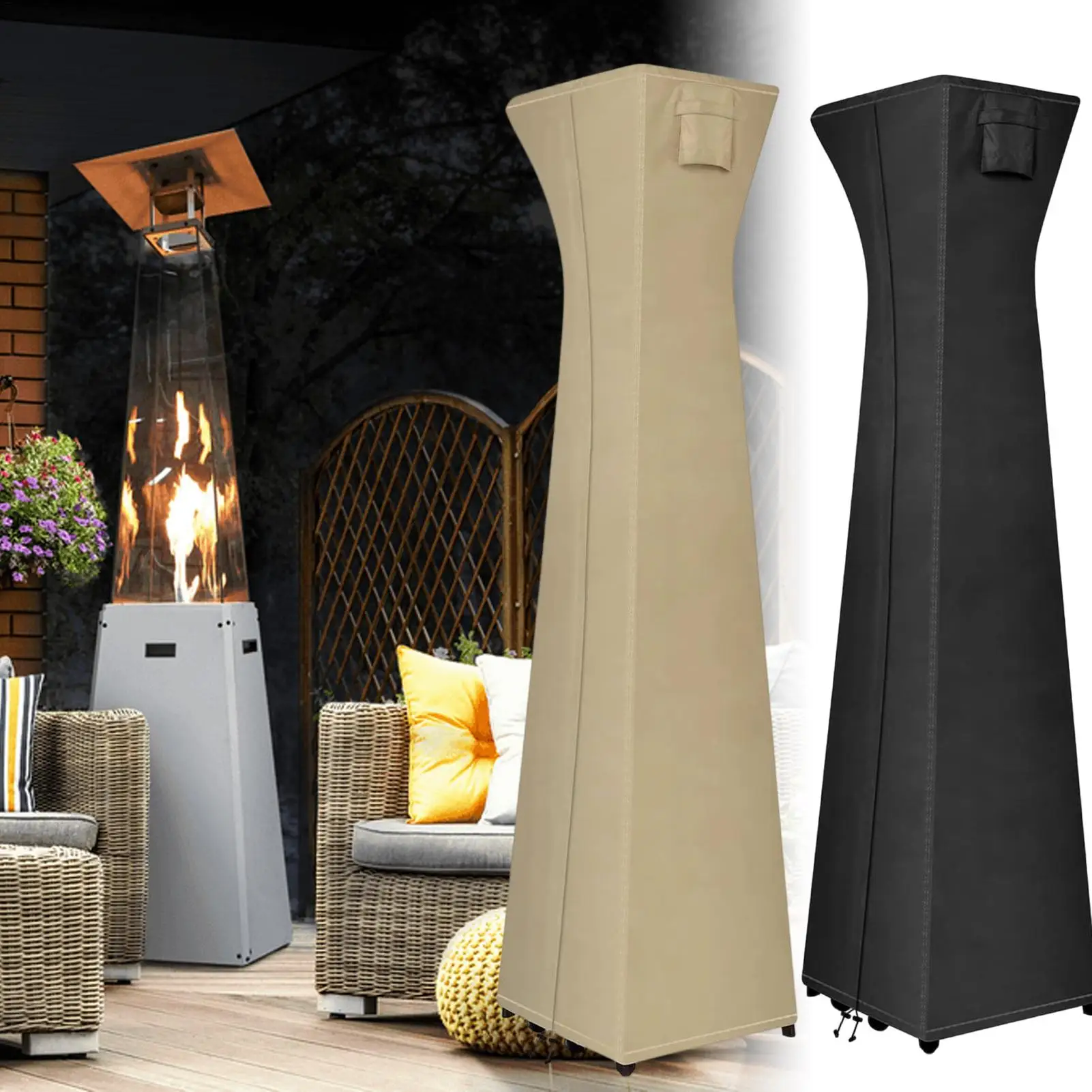 

Outdoor Pyramid Patio Heater Cover 420D Heavy Duty Oxford Fabric Waterproof Dustproof Protector for Standing Gas Heater