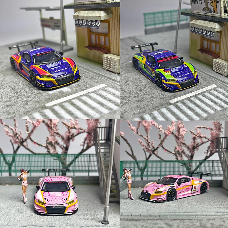 

POPRACE 1:64 Audi R8 LMS EVA, окрашенная модель автомобиля из сплава, игрушка для мальчиков, коллекционное украшение для взрослых.