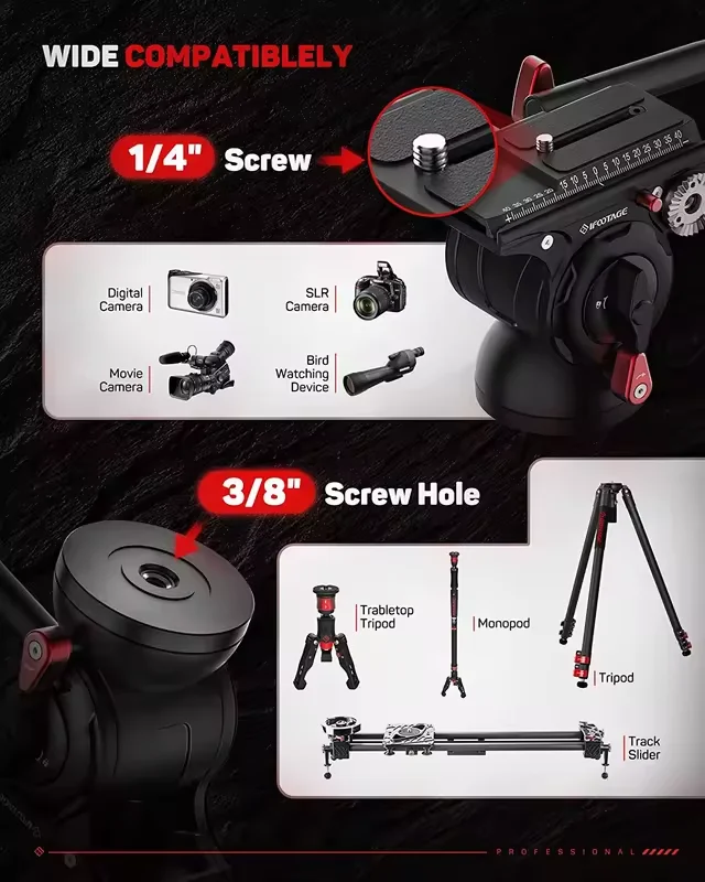 IFOOTAGE 비디오 유체 헤드 Komodo K5S, 알루미늄 경량 유체 드래그 팬 헤드