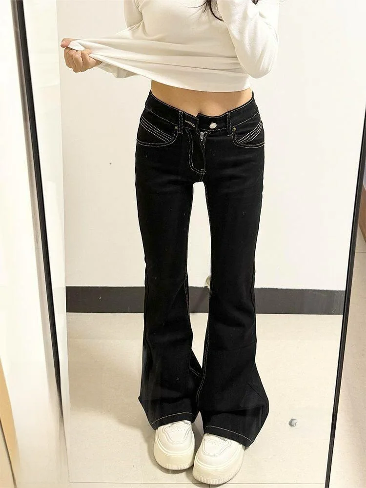 

Джинсы с высокой талией и расклешенными штанинами, облегающие, женские, летние, универсальные, тонкие, в американском стиле, для фигуры типа «груша», прямые джинсы.