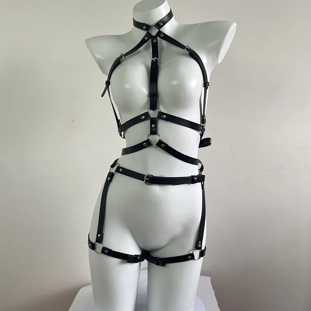 Sexy Toy Harness For Women Exotic Sets ​Lingerie Garter Belt Goth Bdsm Bondage Underwear Bra Cage Waist Punk Leather Harness