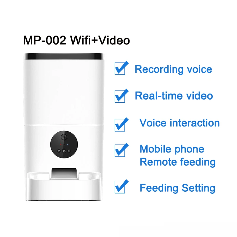 เครื่องให้อาหารสัตว์เลี้ยงอัตโนมัติ 4 ลิตร สำหรับแมวและสุนัข พร้อมกล้อง