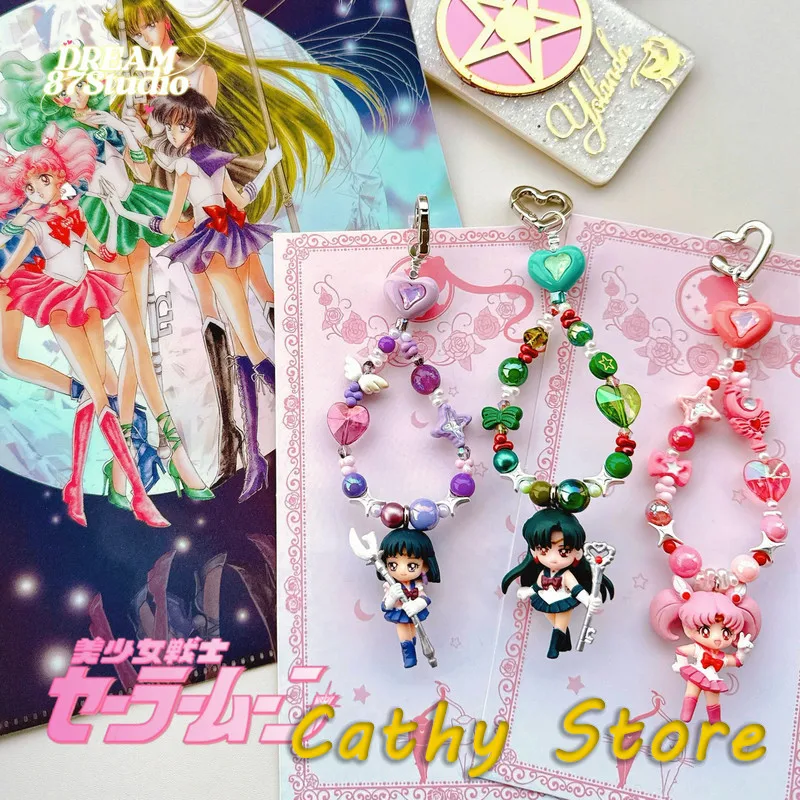 

Original Design Sailor Moon Warrior Series Anime Peripheral Figure Cute Little Rabbit Model Beaded Phone Chain Bag Hanging Gifts