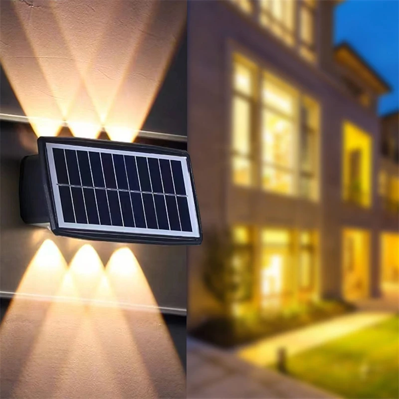 Solar LED Wall Light Intelligent Optical Control IP65 Outdoor Waterproof Lamp Up And Down Luminous Balcony Garden Decor Sconces