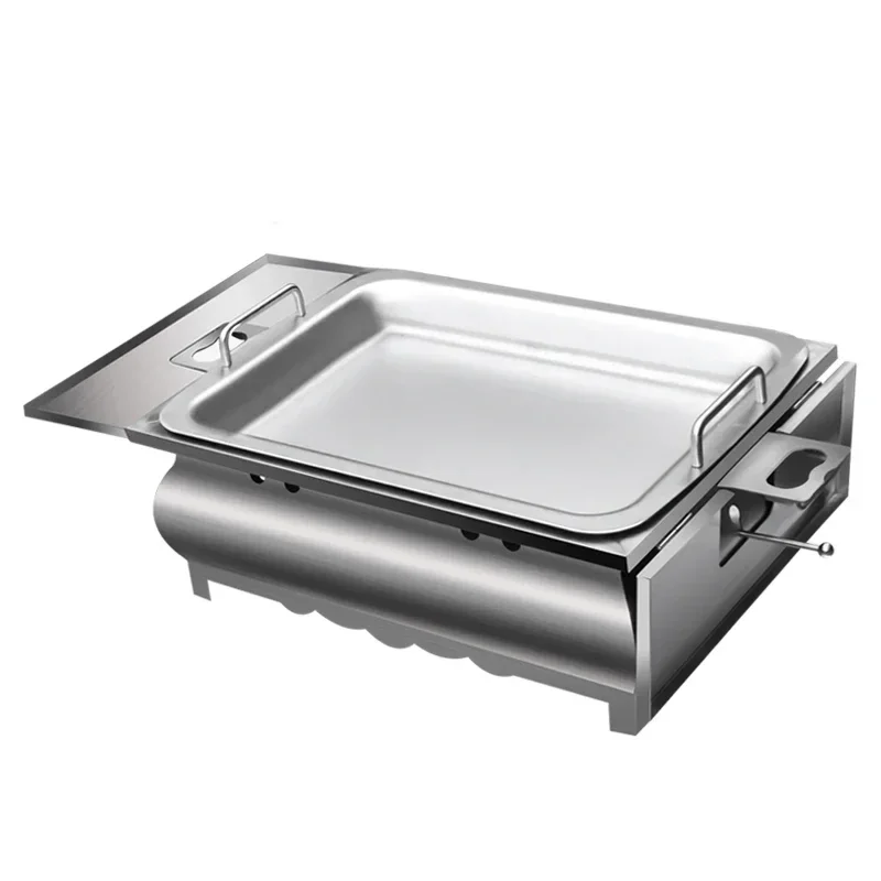 فرن السمك المنزلي 220 فولت، مقلاة السمك التجارية والمنزلية السميكة المصنوعة من الفولاذ المقاوم للصدأ