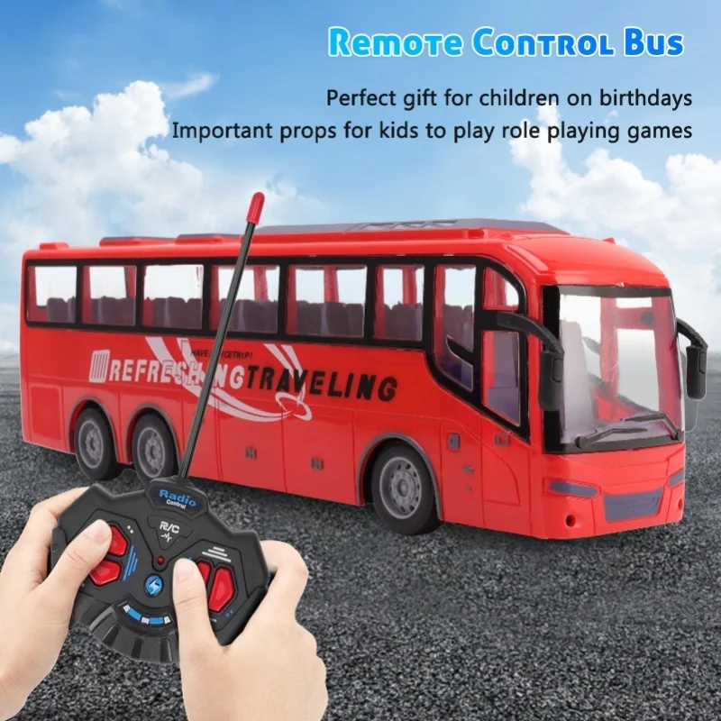 1/30 modelo de ônibus de controle remoto simulação elétrica sem fio grande brinquedo de ônibus RC com controle remoto viagem vermelha