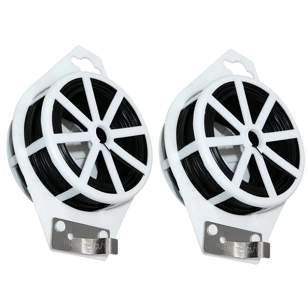 

AA05 328 футов стяжки для садовых растений с триммером, поворотными стяжками, нержавеющей стали для садоводства и офиса, 2 шт. (черные)