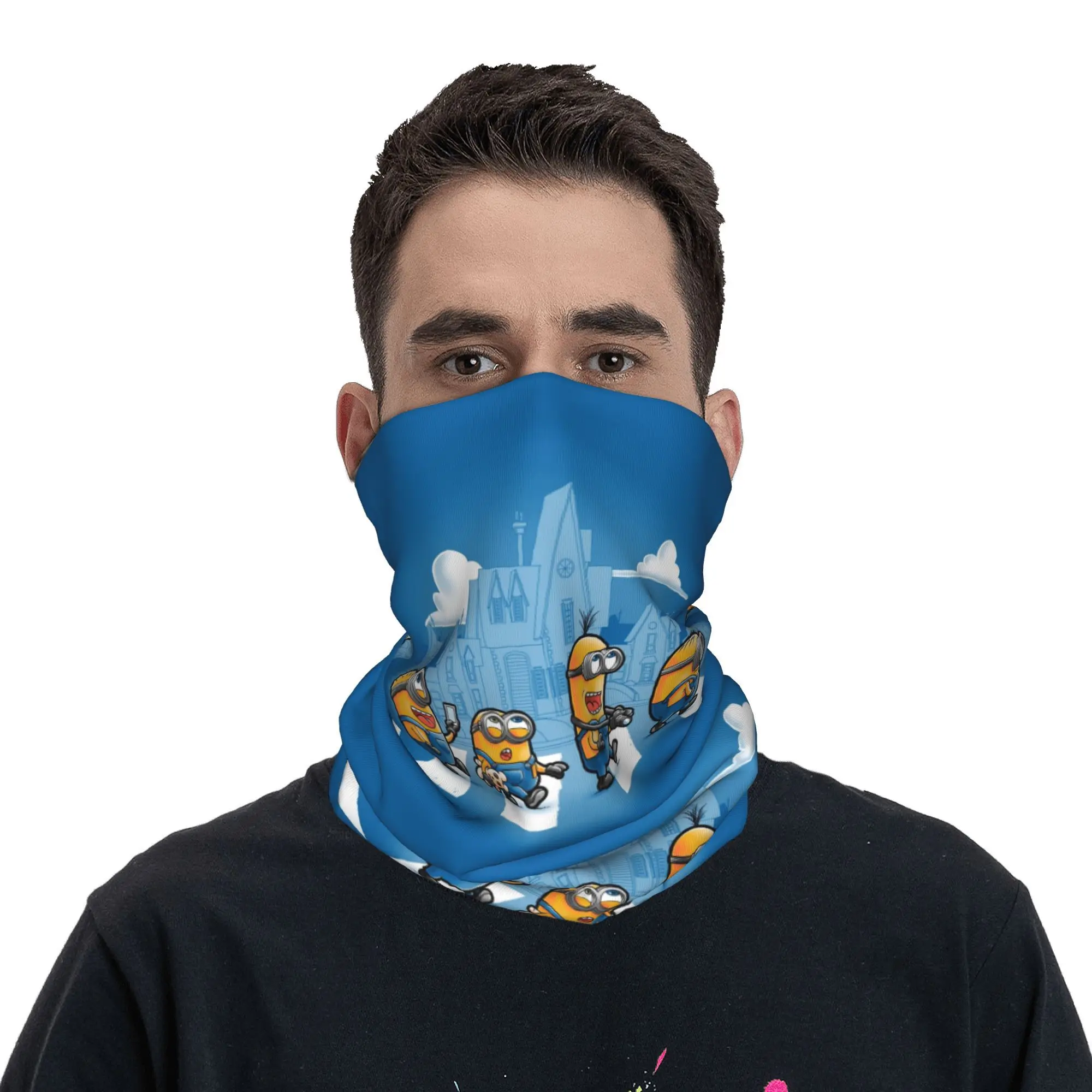 Custom Minions Road Winter Headband Neck Warmer Men Women Ski Camping Tube Scarf Minion Cartoon Face Bandana Gaiter