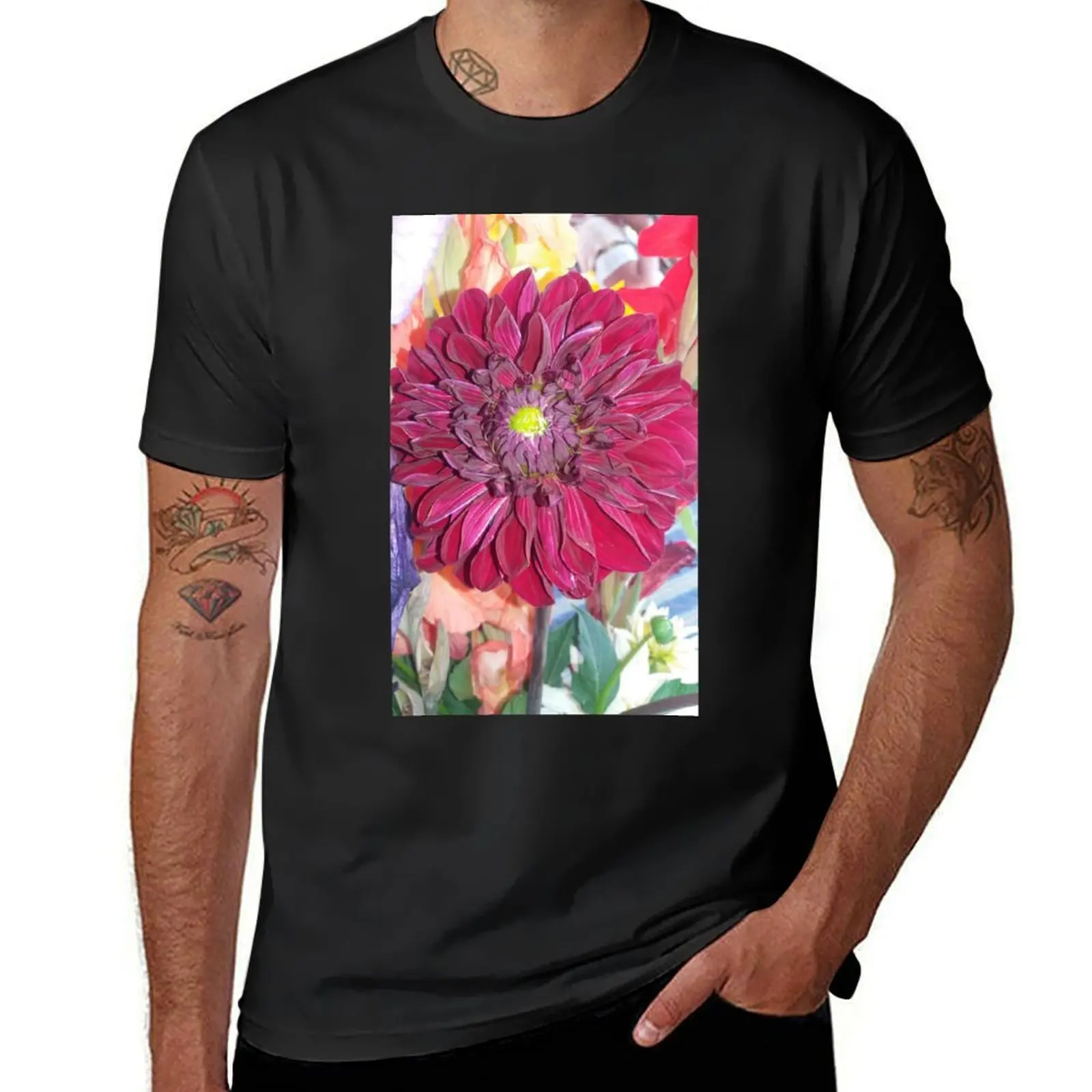 

Red flower, bloom, nature T-Shirt anime clothes new edition T-shirts for men cotton