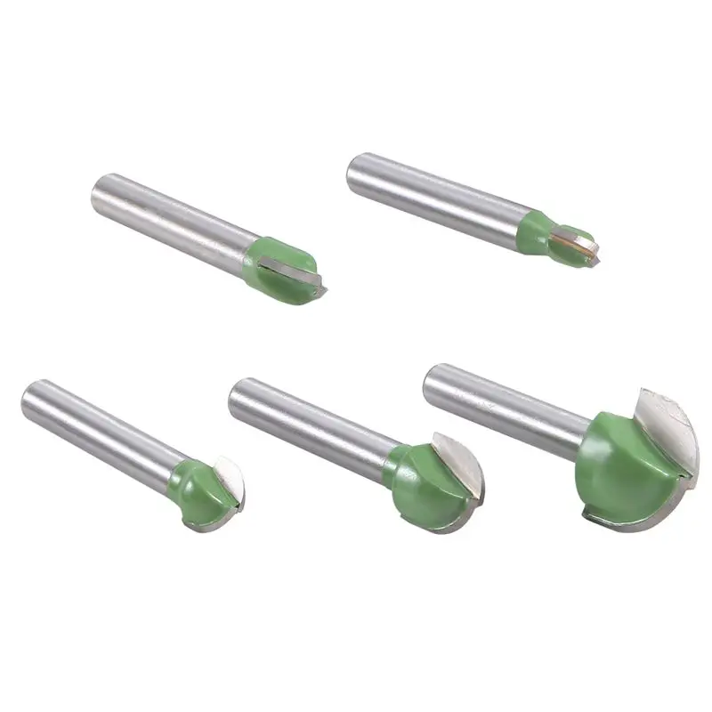 AF93-5Pcs 6Mm Shank Ball Nose Router Bits Set End Mill Round Cove Box Solid Carbide CNC Radius Core Milling Bit