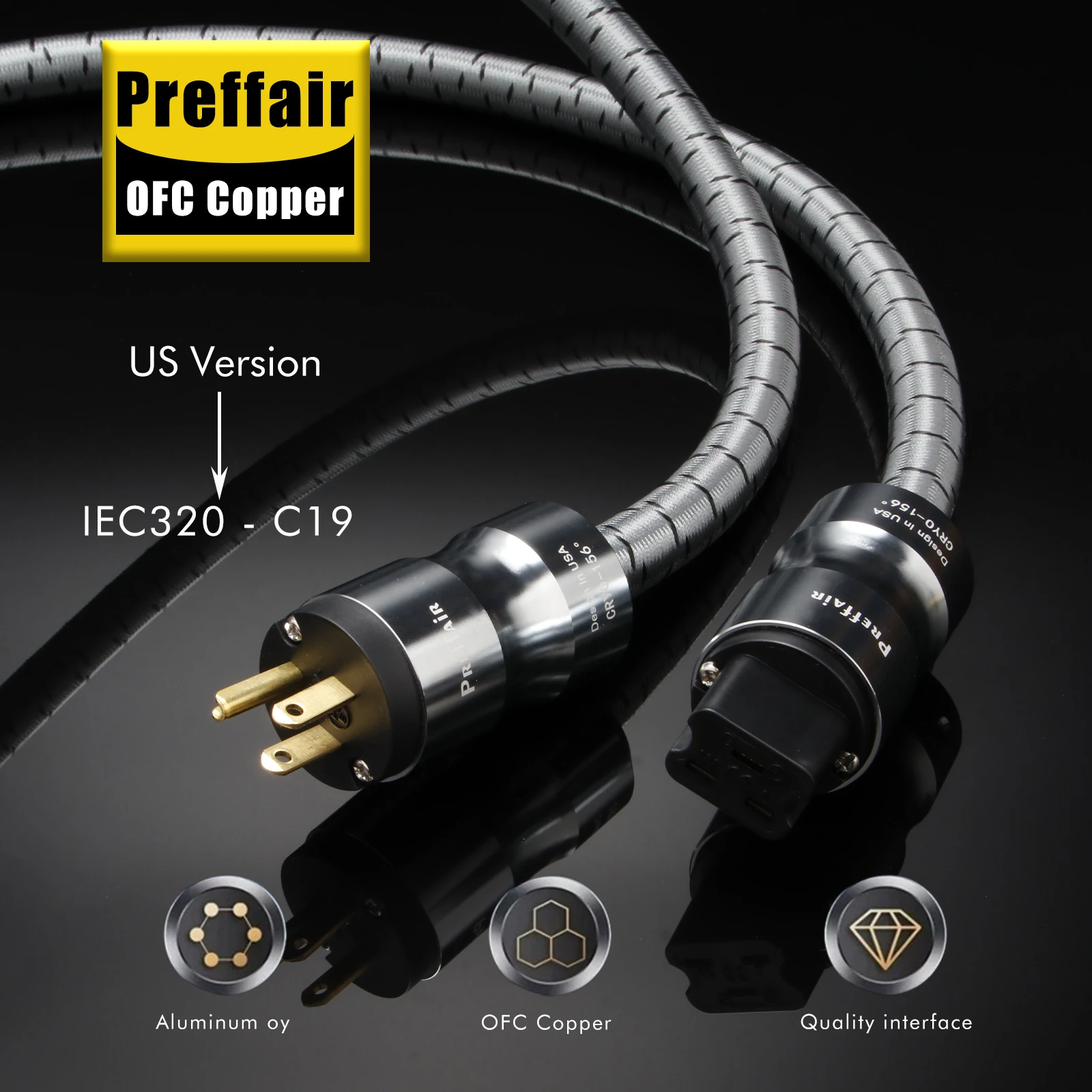 HIFI C19 20A Stromkabel OFC-Leiter Audio-Stromkabel EU/US/AU/UK Netzkabel-Stecker für Audiophile Lautsprecher Verstärker CD – Detail 9