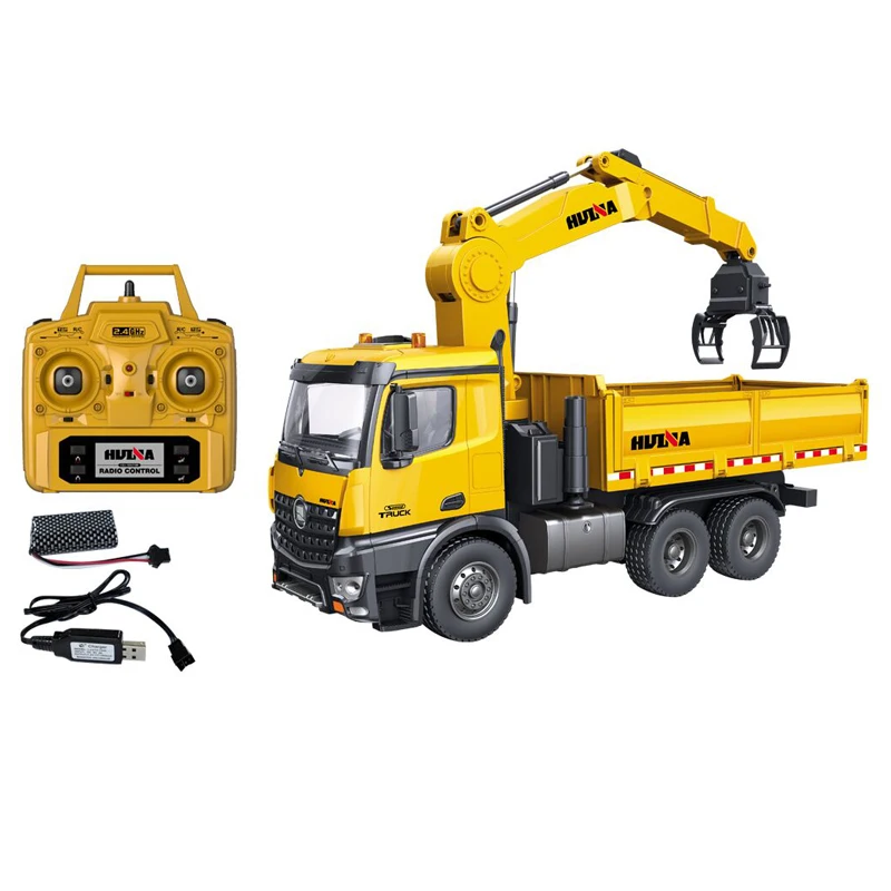 HUINA 1/14 Timber Crane Grab RC Trucks Dump Car Model Toy 2.4G Radio 1200MAH Battery Toys For Boys Boys 1575 TH19620-SMT4