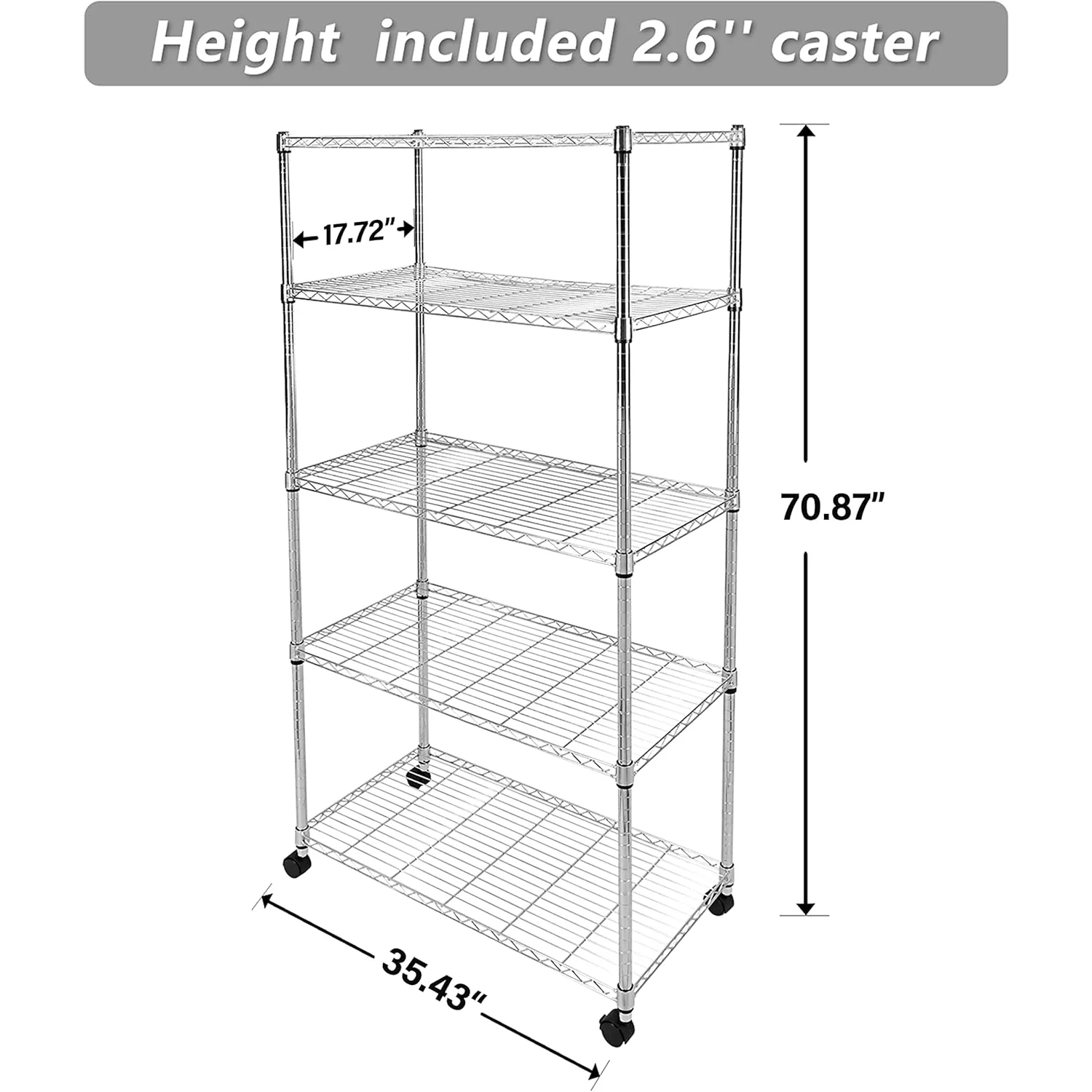 5-Tier Heavy Duty Storage Shelving Unit,Chrome, 35.43