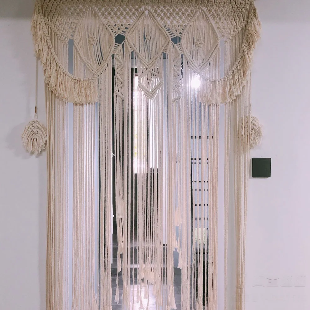 Handmade Hanging Tapestry with Tassel, Macrame Wedding Backdrop Curtain,Boho Home Decor, No Telescopic Rod, Custom Contact US