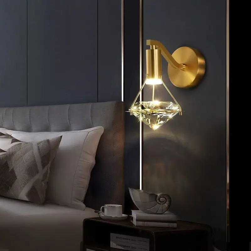 Diamond Crystal Pendent Lamp, Modern and Minimalist Decor Lighting Fixtures for Living Room Dining Room Foyer Bedroom Bedside