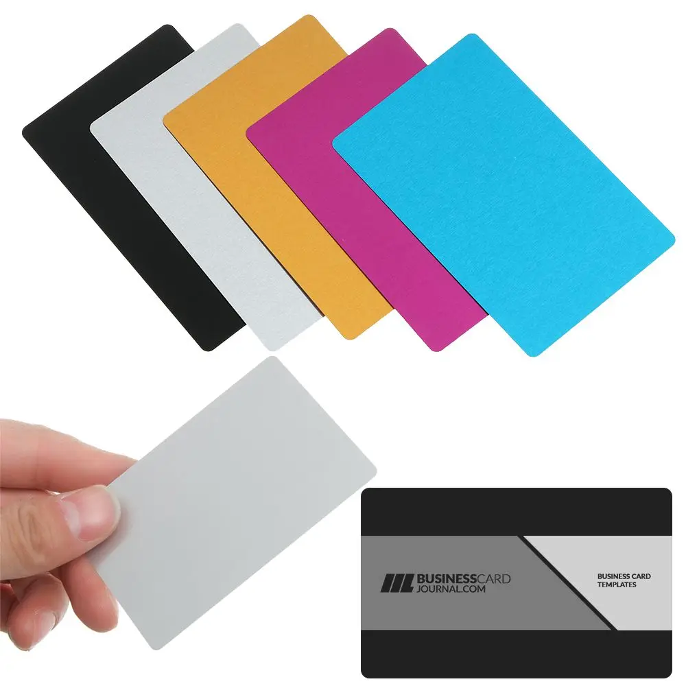 50 PCs/Set Portable Metal Business Card Aluminum Blank Laser Engraving Cards Special Logo Printing Customizable Office Supplies