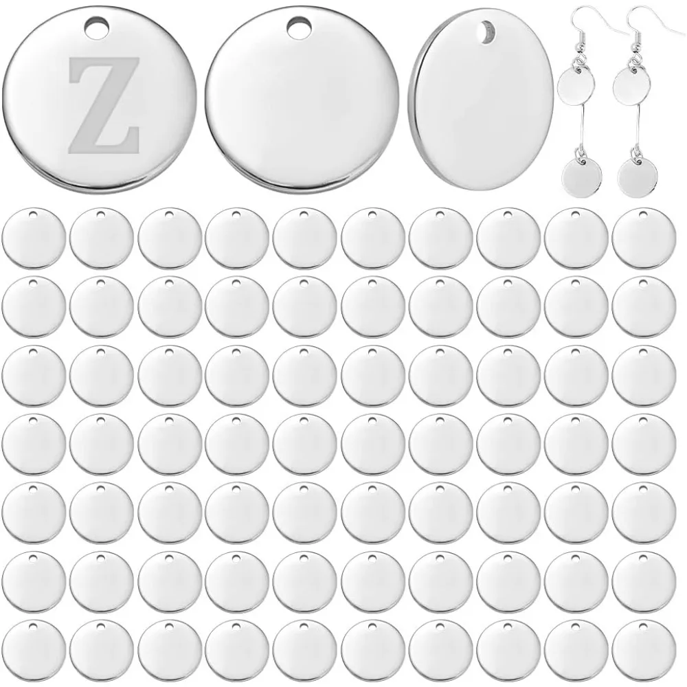 

100pcs 12mm 304 Stainless Steel Stamping Blank Tag Pendants Flat Round Metal Discs Blank Bar Stamping Discs Blank Name Pendant