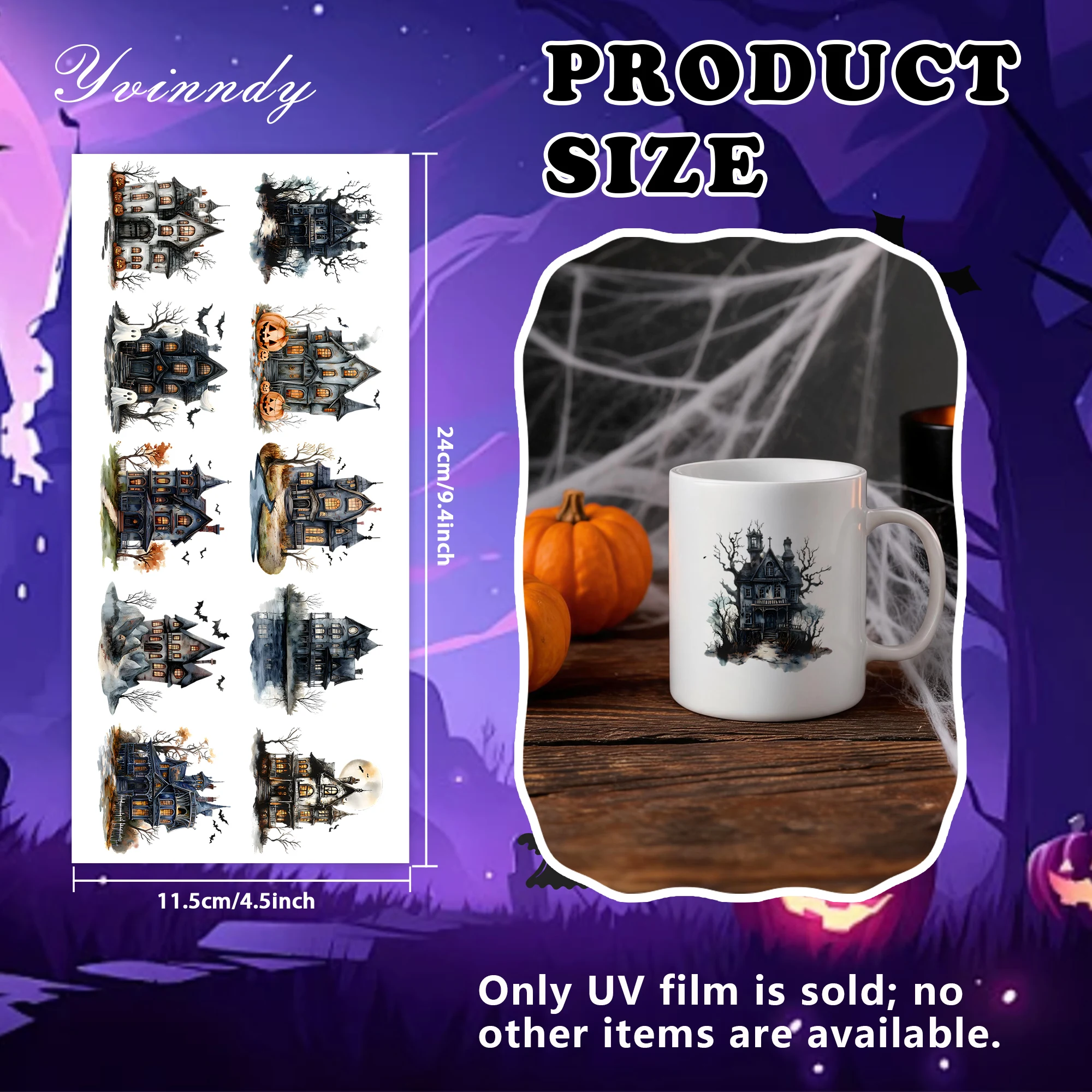 40Pcs/set Halloween Dark Castle Scene Iron On Stickers For Cup Vinyl Paper Fun Designs Durable Construction