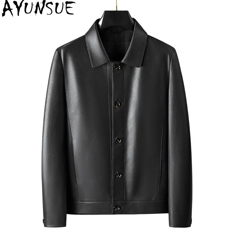 AYUNSUE New Genuine Leather Jacket Men Clothing Real Sheepskin Jackets for Men High Quality Turn-Down Collar Jacket 진짜 가죽자켓