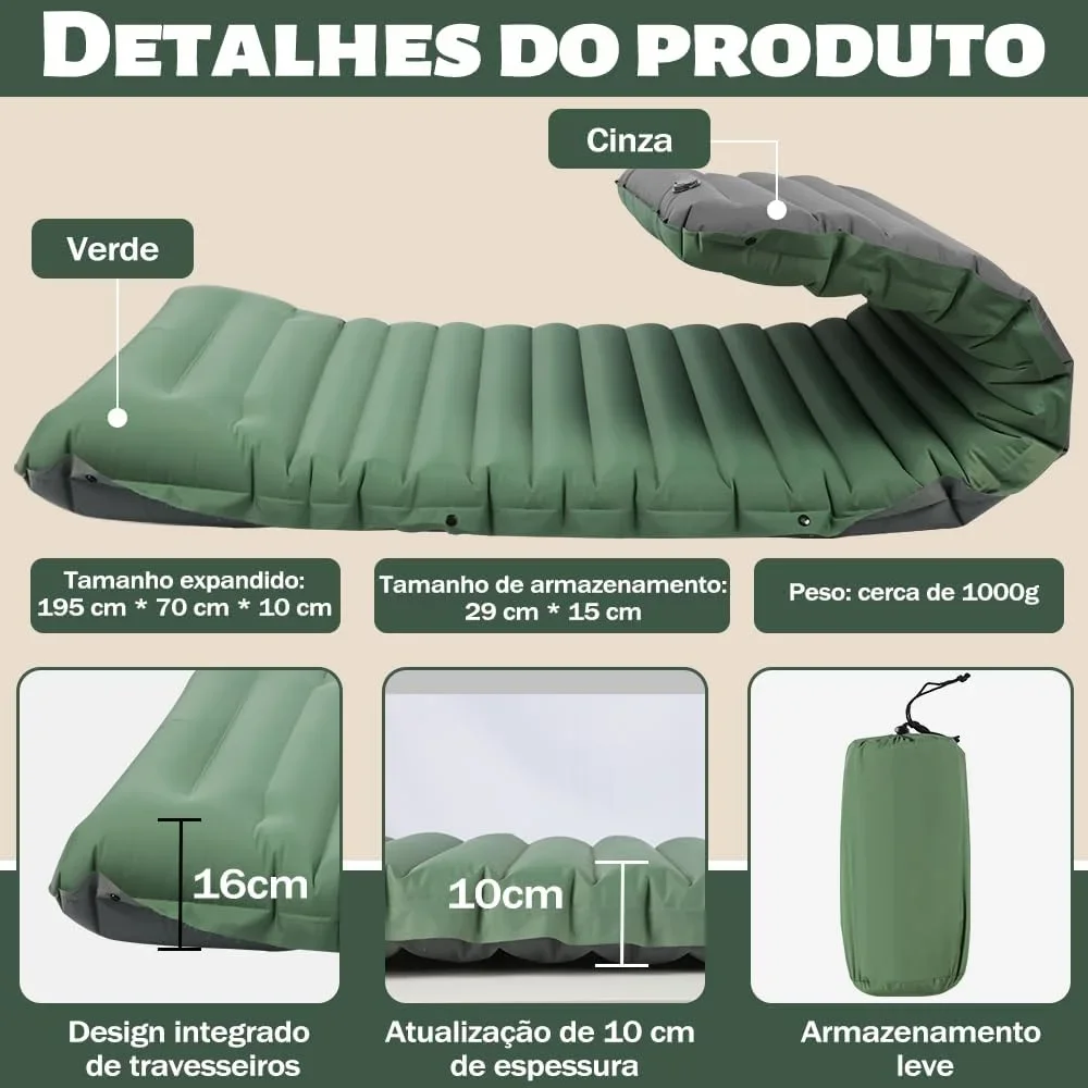 Extra dicke 4-Zoll-Camping-Schlafmatte, Outdoor-Camping-Selbstaufblasbare Matratze, verbindbare Wander- und Angel-Schlafmatte – Detail 2
