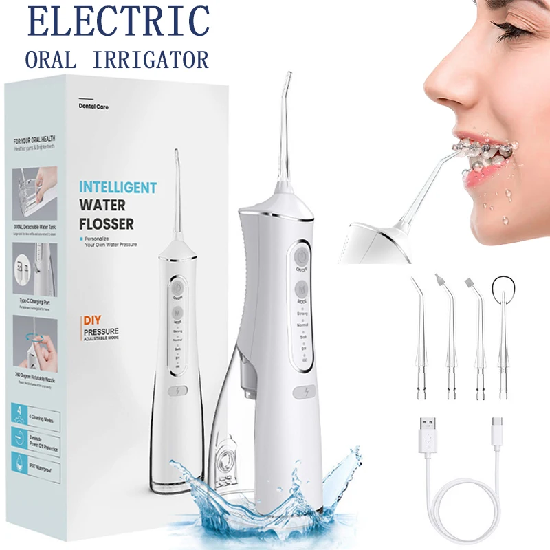 

Electric Oral Irrigator Water Flosser Portable Cordless 4 Jets 4 Modes Rechargeable Dental Water Jet Irrigator Dental Teeth