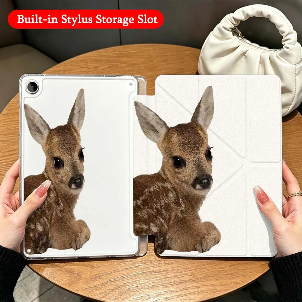 Cartoon Animal Case For Samsung Galaxy Tab A9 A8 A11 S6 S7 S8 S9 S10 FE Plus Lite Transparent Y-Shaped Folding Tablet
