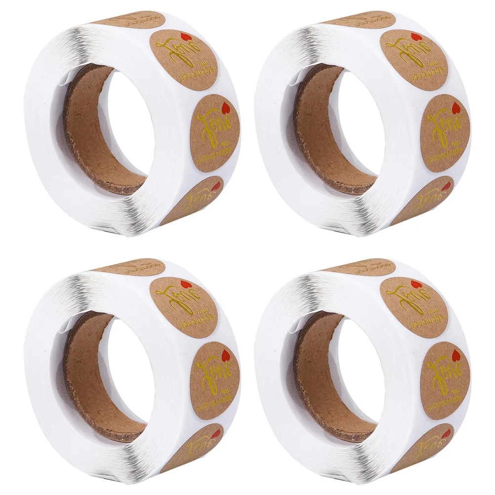 2 Rolls Love Heart Stickers Premium Kraft Wrapping Label For Gift Baking Packaging Sealing Adhesive Diy Labels Baking Sticker