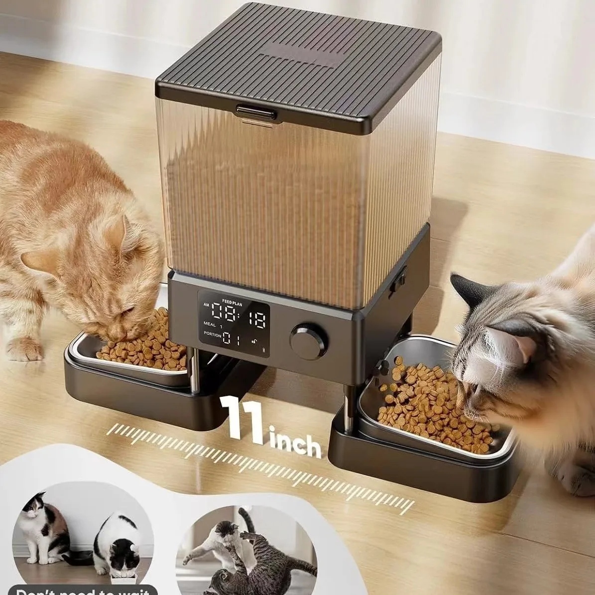 Automatic Smart Cat Feeder 5-Liter Solid Pattern Cat Food Dispenser Eco-Friendly Plastic Charging Power Source for Small Pets