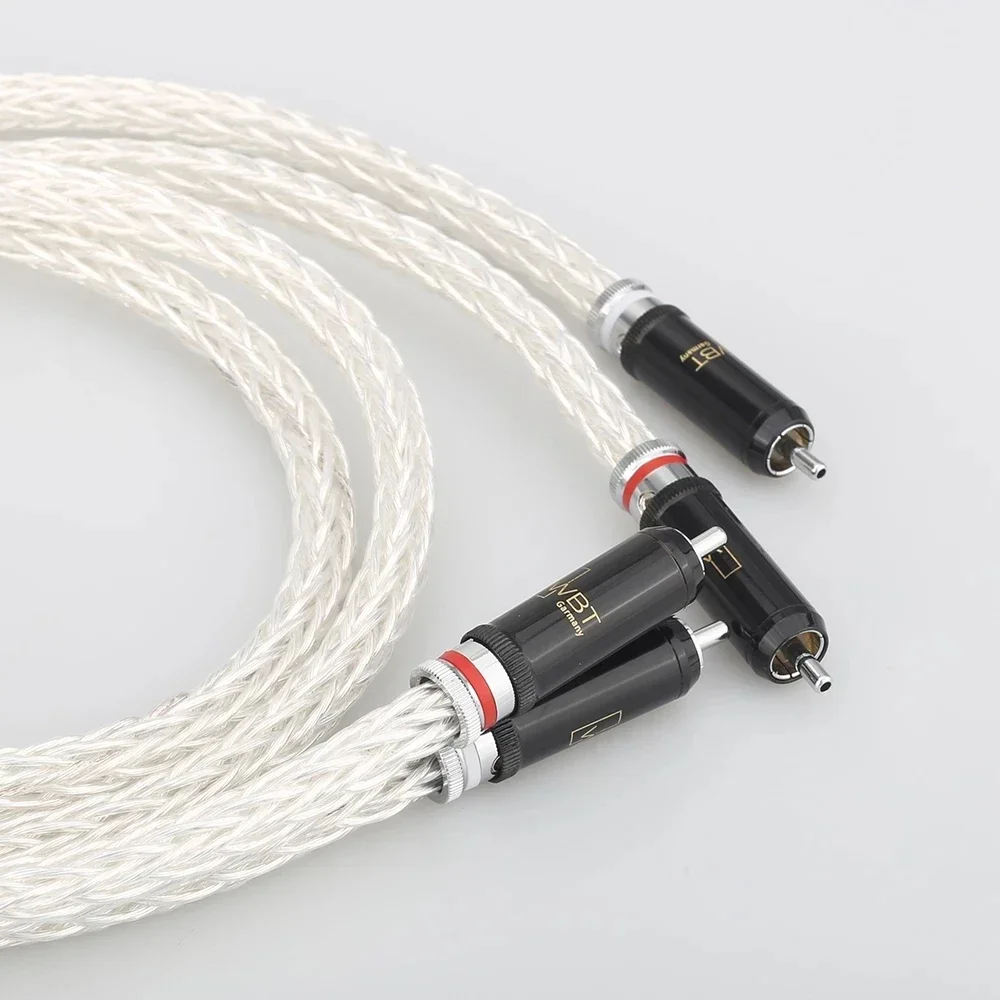 Hi-End 8AG posrebrzany kabel Audio z 16 pasmami i kablem złącze męskie RCA WBT