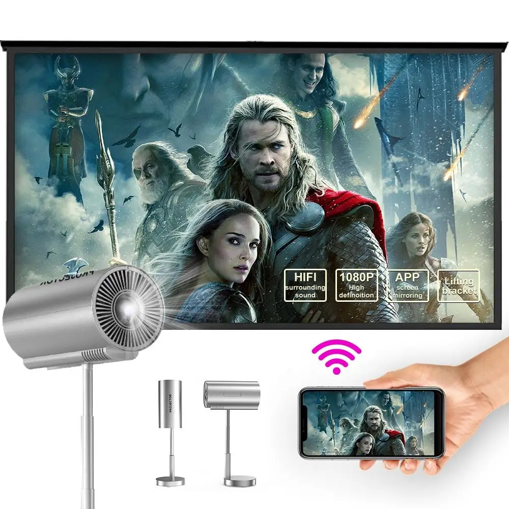 

ATB Smart Projector Auto Focus Android LED HD Projetor Supports Decoding 1080P Videos Home Cinema Outdoor Portable