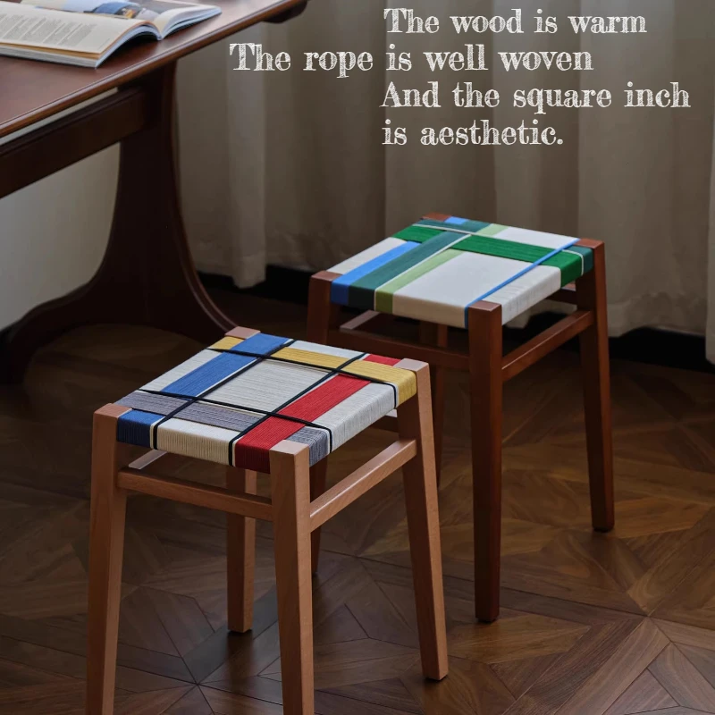 Portable Luxury Stool Solid Wooden Craft Floor Design Stool Vintage Makeup Indoor Muebles Para Salas Living Room Furniture
