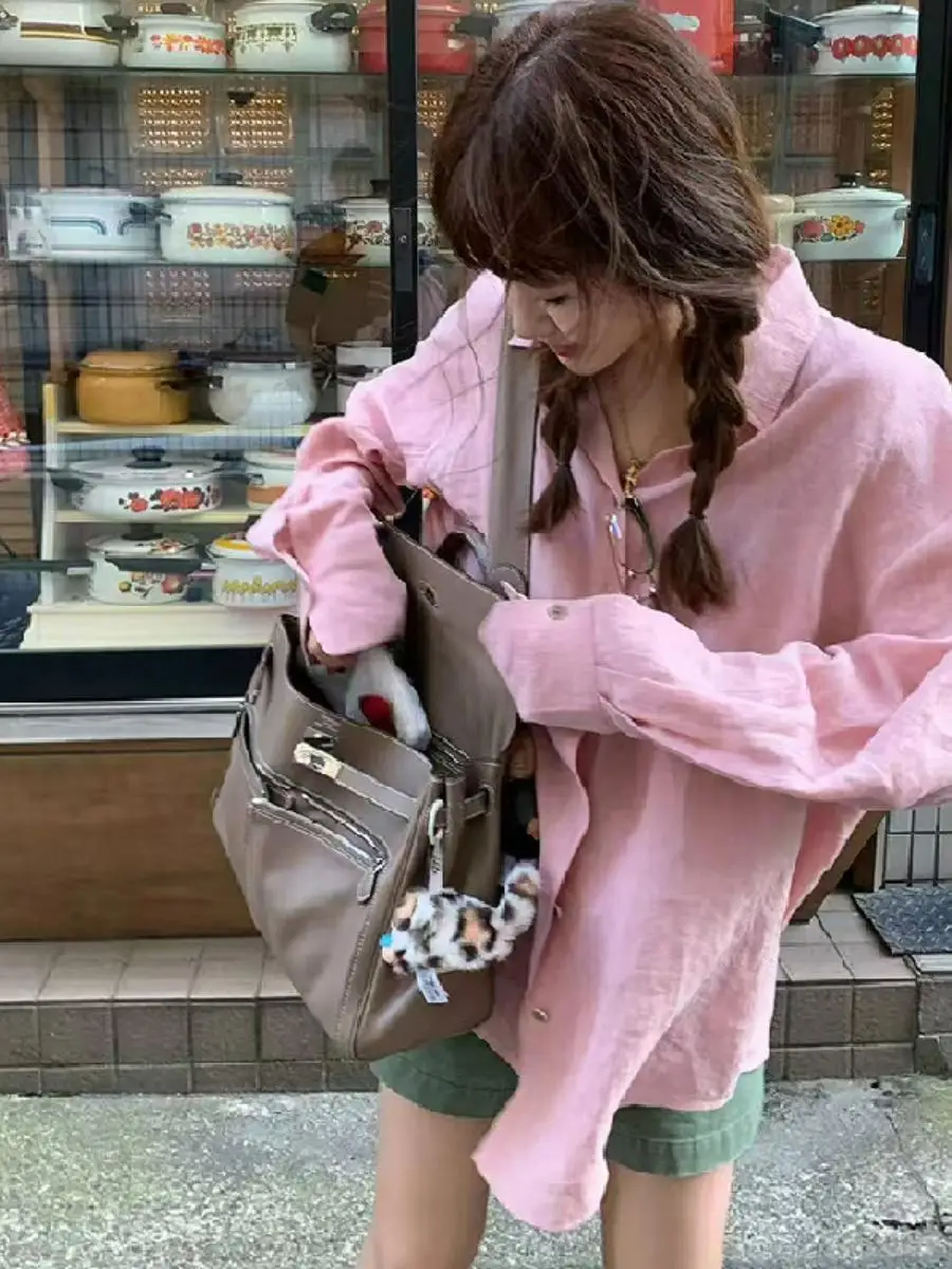 

East Gate Loose Cotton Linen Long Sve irt Women Lightweight Breathable Casual Sle Layering Sun Protection irt