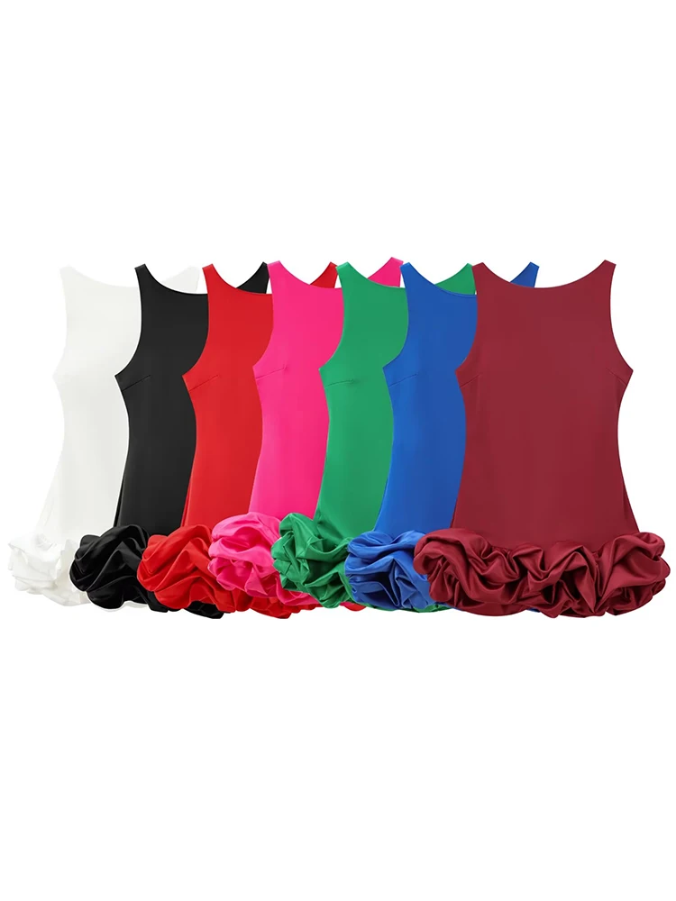 فستان نسائي مثير من TFMLN موضة 2024 فستان نسائي بدون أكمام بدون ظهر أنيق مكشكش وسحاب خلفي نحيف للحفلات #6