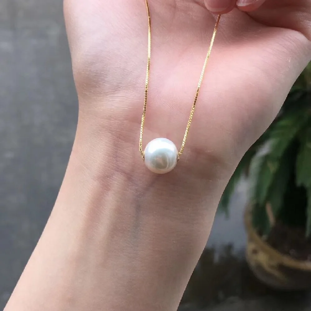 

Ultra long 100 inch 9-10 mm genuine South Sea white pearl necklace AAA 14K gold 36inch/54inch/72inch