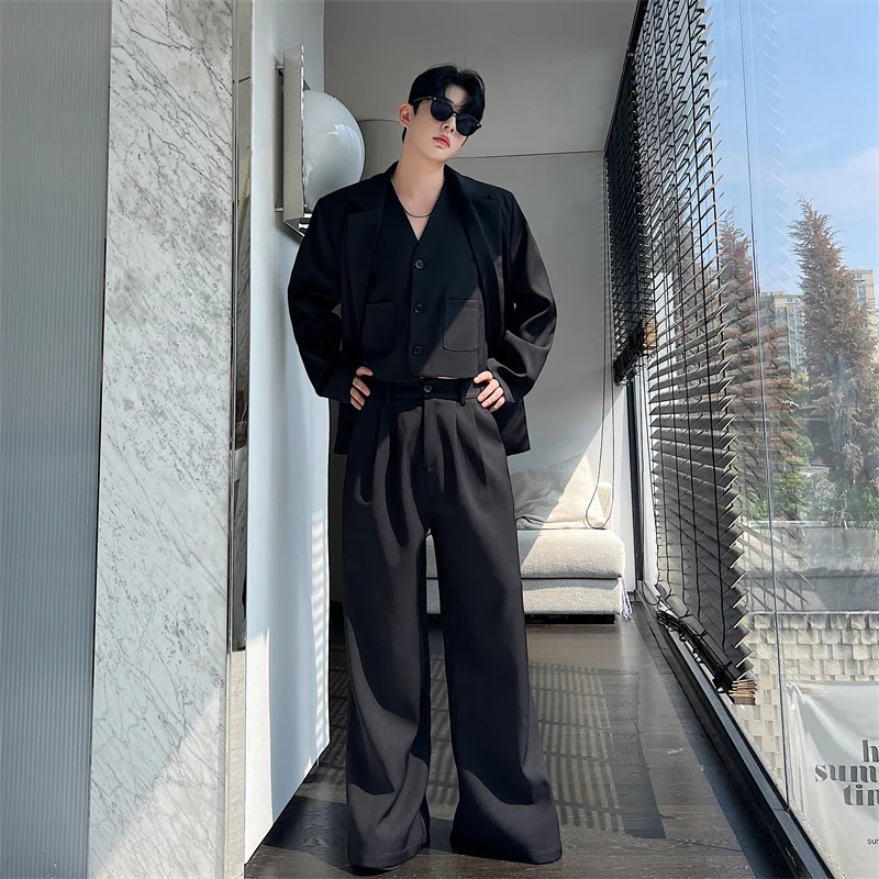 

Spring Fashion Men's Three-Piece Suit Set Handsome Vest Pants Ensemble Long Sleeve Youthwear Elegant Chinese Man's Ensemble