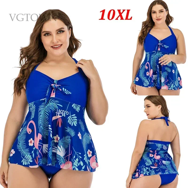 

New Woman Plus Size 8XL 10XL Swimsuit Print Bathing Suit for Womem Sexy Beach Swimming Vintage Bather Female Swimwear