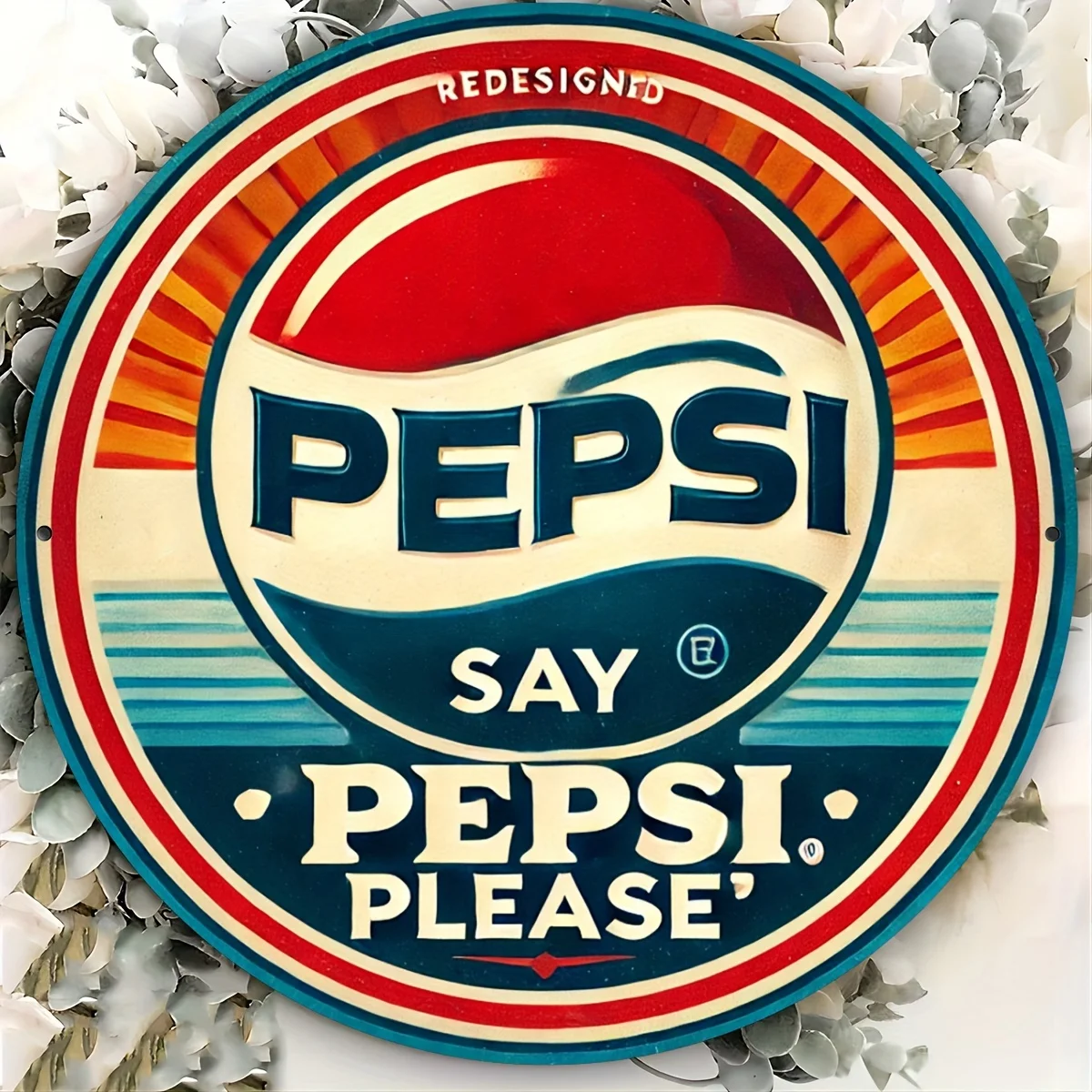 قطعة واحدة من لافتة فنية جدارية من الألومنيوم مقاس 8 × 8 بوصة من بيبسي بليز - مثالية لغرفة النوم والمطبخ وتناول الطعام وديكور البار |   تصميم متين وسهل التعليق