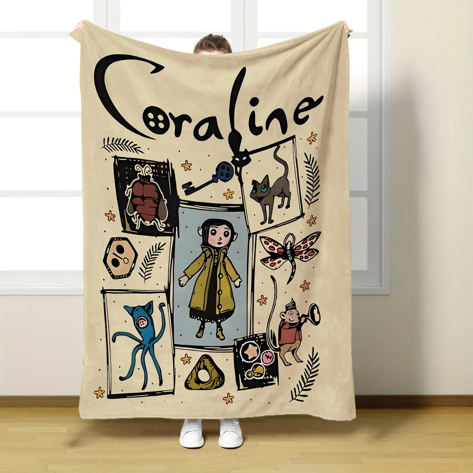 

Гобелен VIKAMA Coraline, бежевый, с фантазийными персонажами, для оформления стены за диваном в гостиной