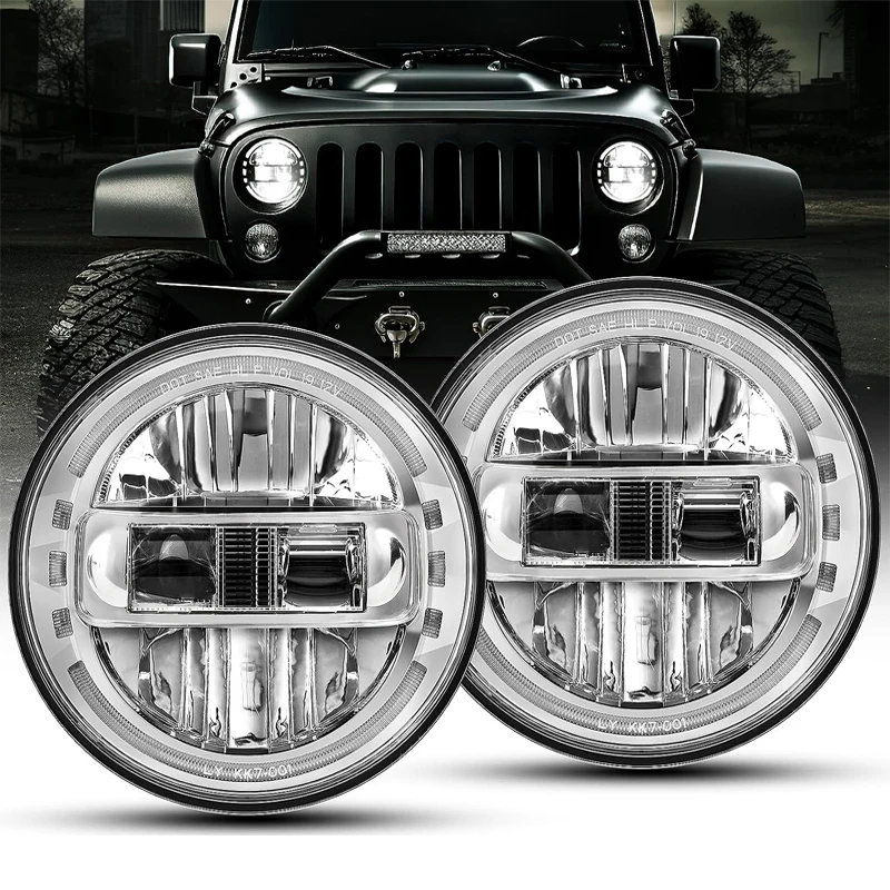 

Universal 7 Inch Led DRL Headlight Car Motorcycle H4 Headlamp For Harley Lada Niva 4X4 Uaz Jeep Wrangler JK Suzuki Hummer H1 H2