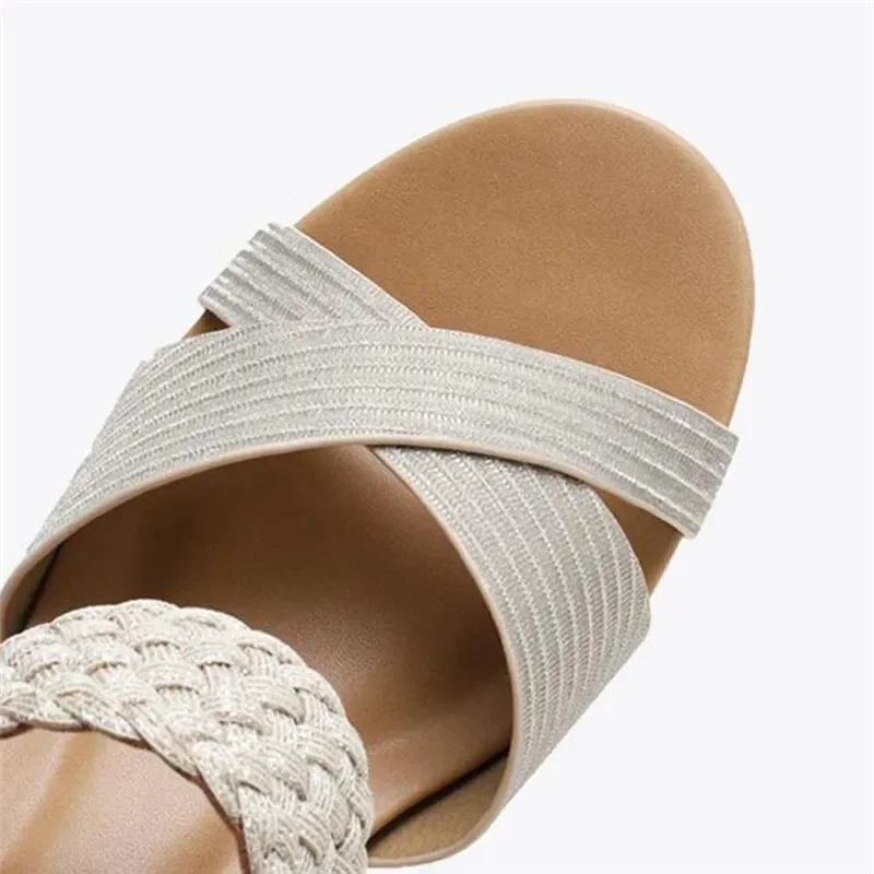 BEYARNE  Sandals Women Summer Shoes Elegant Ladies Weave Rome Sandalias Fashion Female Comfortable Wedges Sandals Large Size