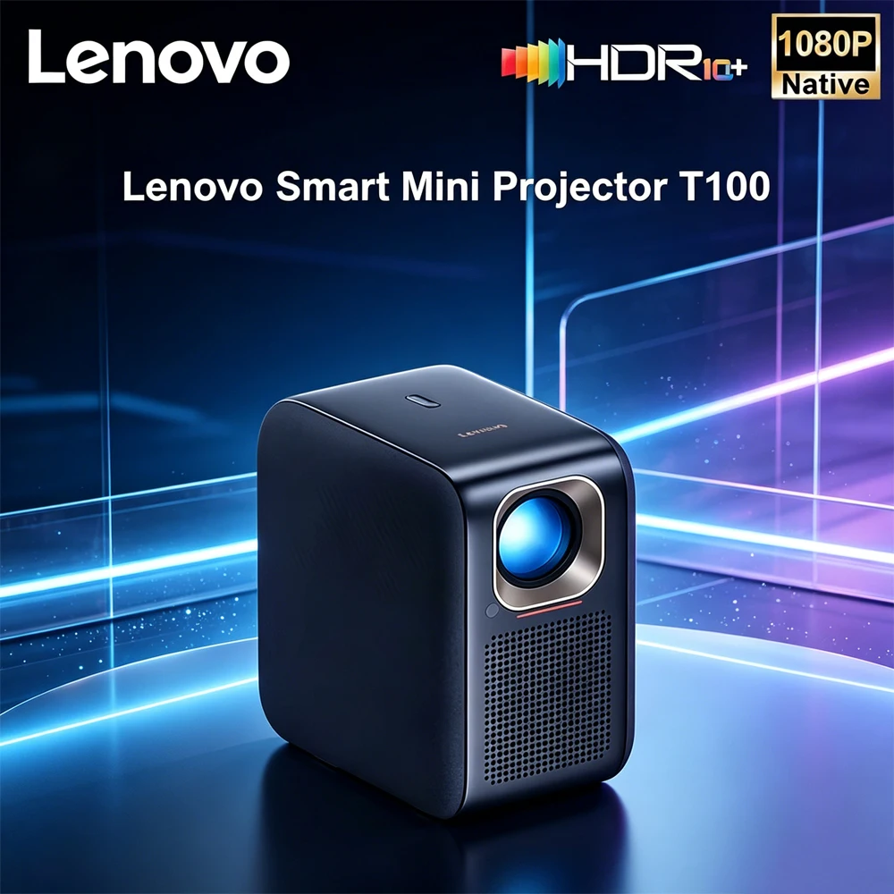 Proyector Lenovo T100 1080P Full HD, Compatible con Decodificación 4K, 850 ANSI, Cine en Casa, Enfoque Automático, Proyector de Películas y TV, Motor Óptico Sellado