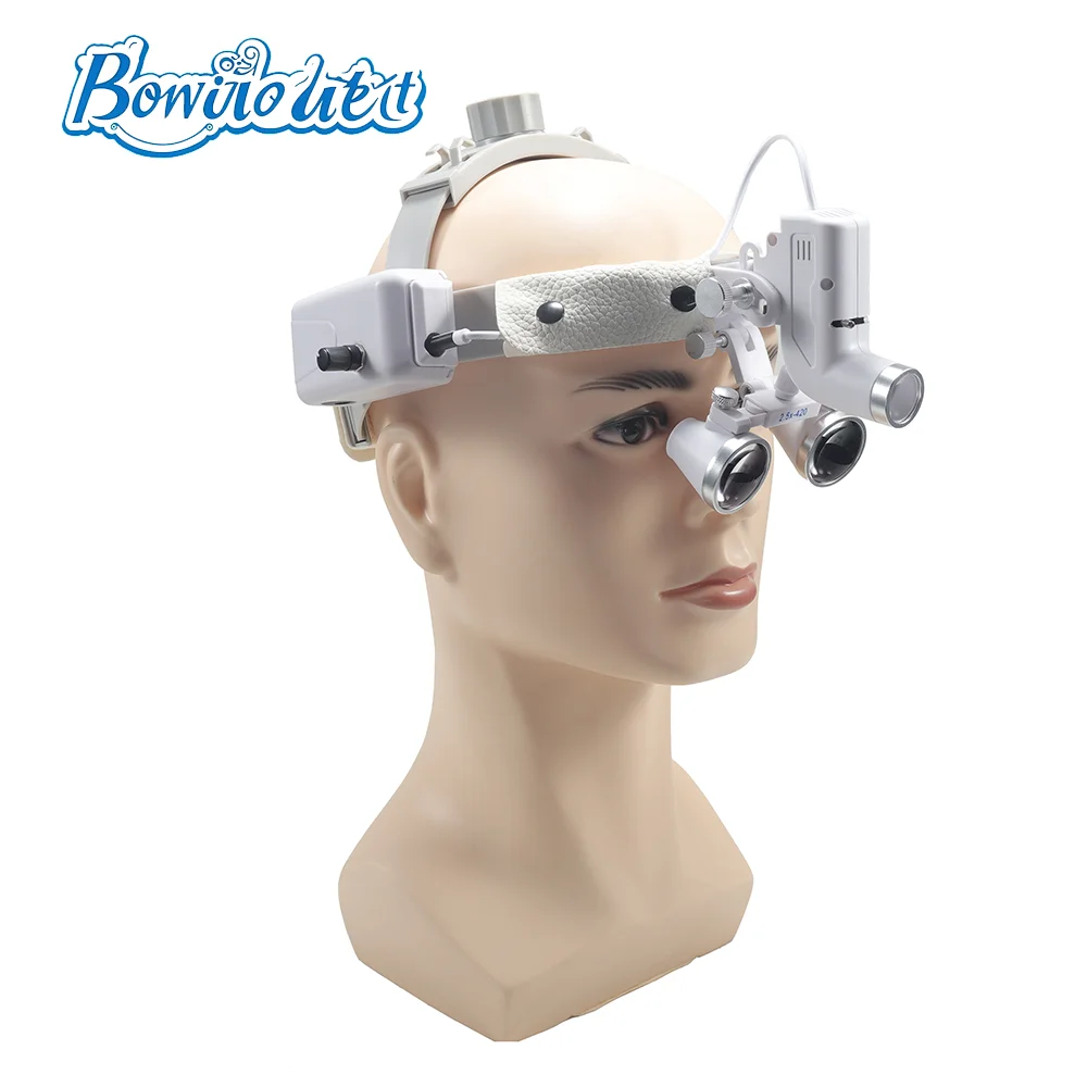 Adjustable LED Dental Light Lamp 5W Binocular Loupes Surgical Headlamp 2.5X 3.5X Magnification Brightness Spot for Dental Lab