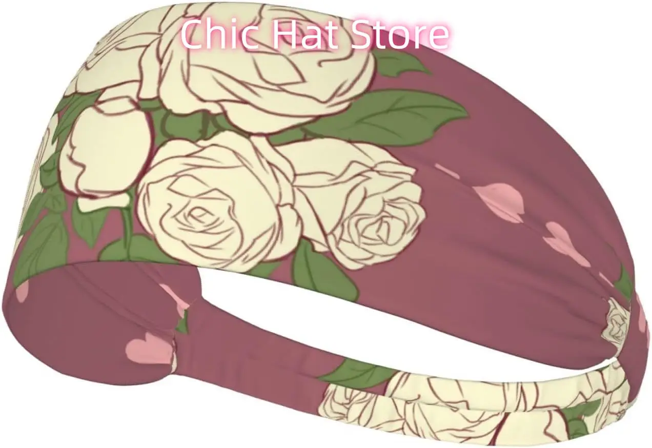 

Эластичная повязка на голову для упражнений «Белая роза любви», повязка на голову для фитнеса, йоги и велоспорта, эластичная повязка для занятий спортом на открытом воздухе, впитывающая пот