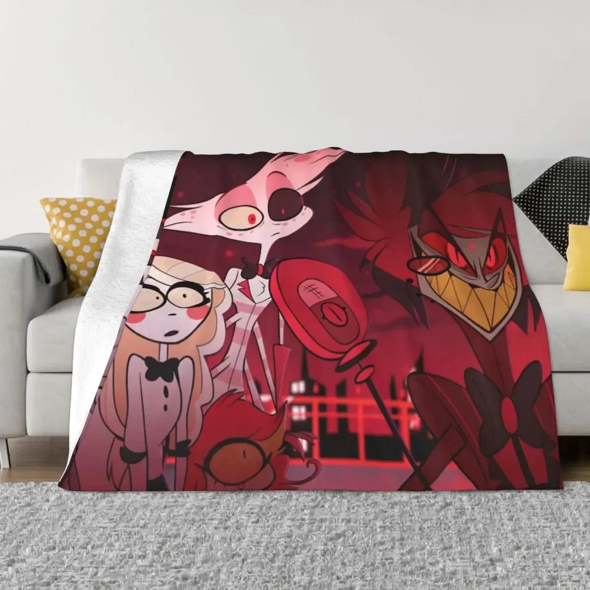 Helluva Boss Anime Flannel Blanket Fizzarolli Awesome Throw Blankets for Home Hotel Sofa 200x150cm Bedspread