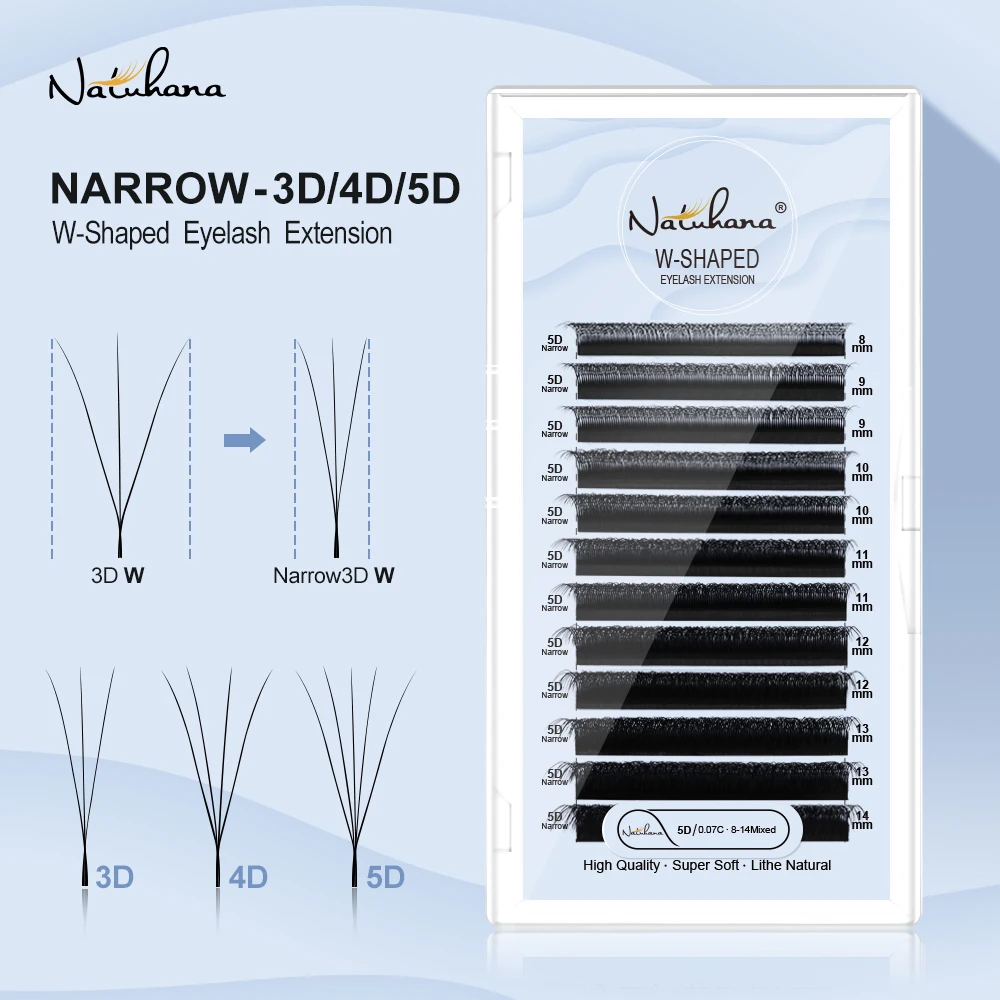 NATUAHANA Schmale V-förmige 3D 4D 5D Wimpernverlängerungen W-Form Volumenfächer BASF PBT Faux Mink Natürliche Dichte Wimpern
